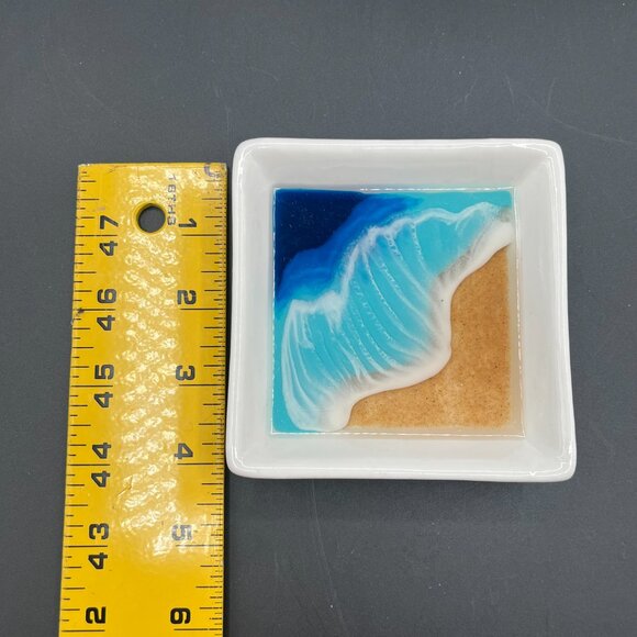 Ocean Jewelry Tray Beach Ring Dish Ceramic Resin Trinket Dish Square 4"‎ - Picture 3 of 4